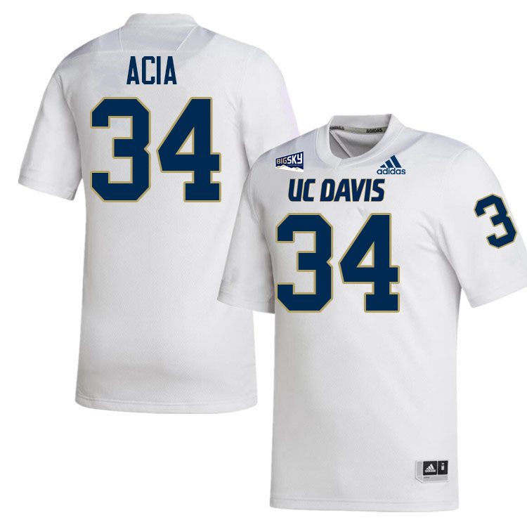 UC Davis Aggies #34 Kai Acia College Football Jerseys, Uniforms Stitched Sale-White